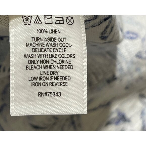New C & C California Beachy Tunic Top Blouse Size 1X Linen Blue White - Picture 7 of 7